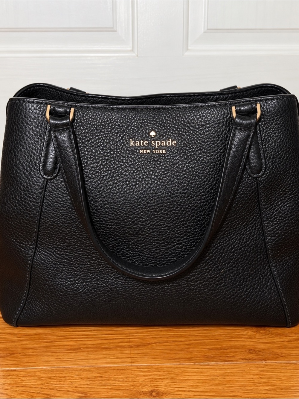 Kate Spade Black Pebbled Leather Satchel Tote Crossbody Bag